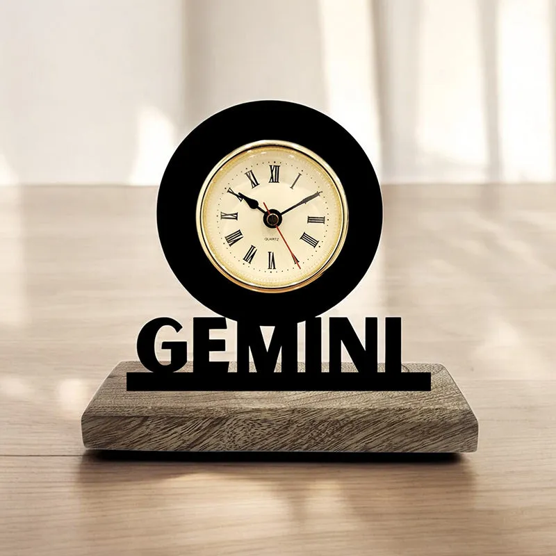 Gemini Zodiac Analog Table Clock media 1