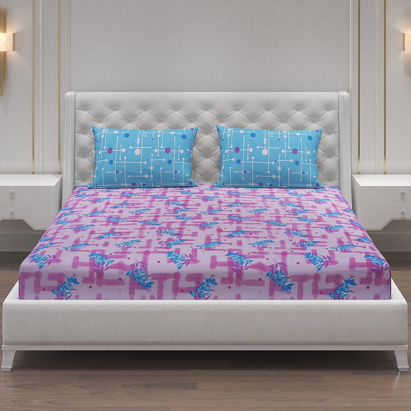 Monte Carlo Bloom Bliss Cotton Bedsheet (Pink,Blue) - 104 TC media 3