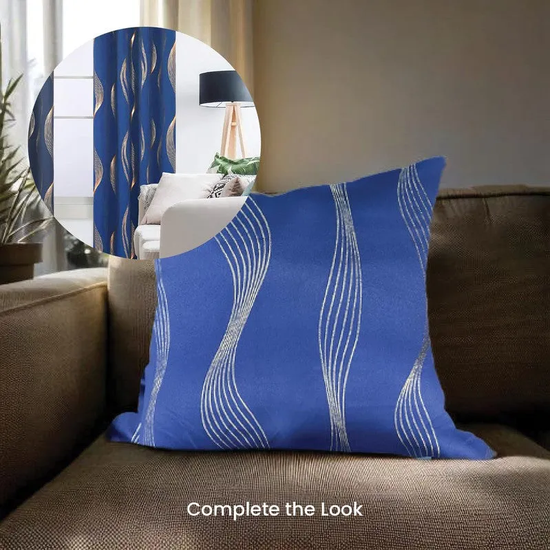 Urban Space Wave Blue Polyester Cushion Covers - Set Of Two media 5
