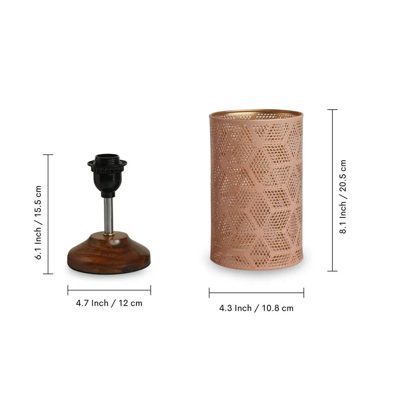 Zorya Handcrafted Iron Table Lamp - Peach,Brown media 4