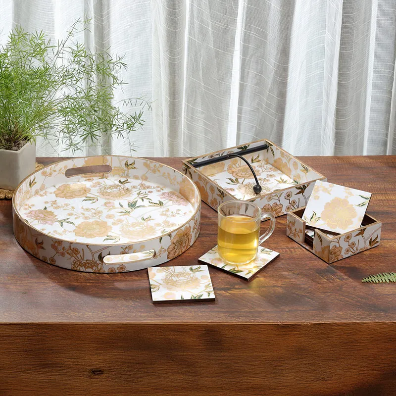 Brushwood Serving Tray With Coaster - Nine Piece Set media 1