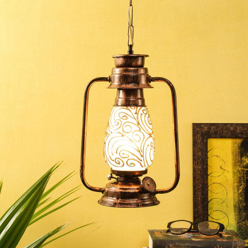 Saagar Mosaic Lantern Glass Ceiling Lamp - Copper media 2