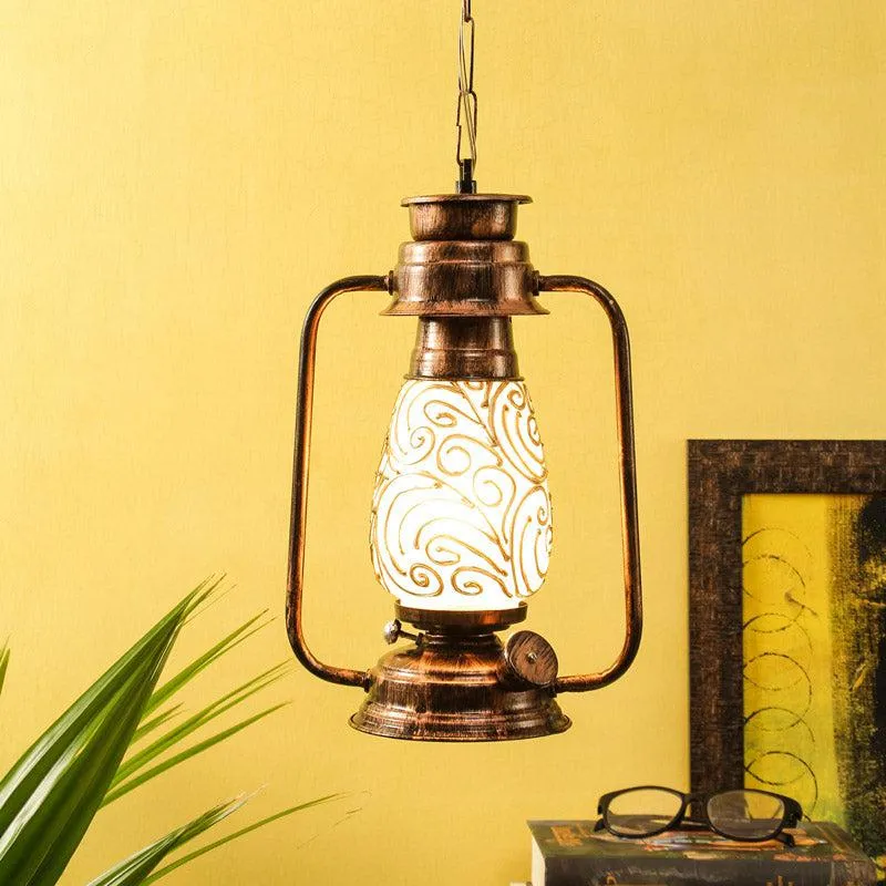 Saagar Mosaic Lantern Glass Ceiling Lamp - Copper media 2