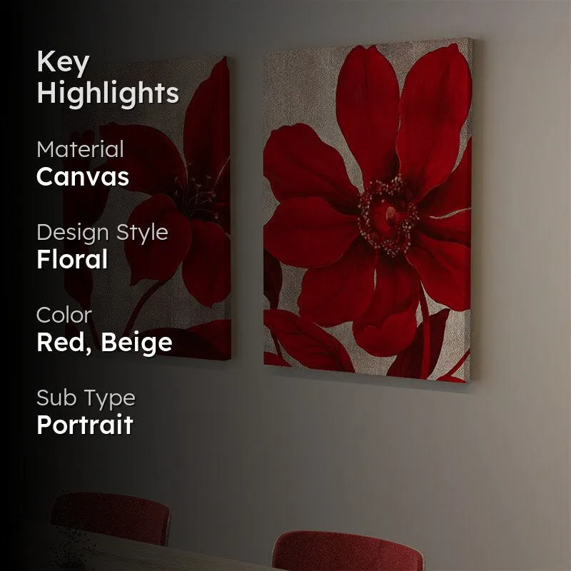 Hibiscus Bloom Wall Painting - Set Of Two media 2
