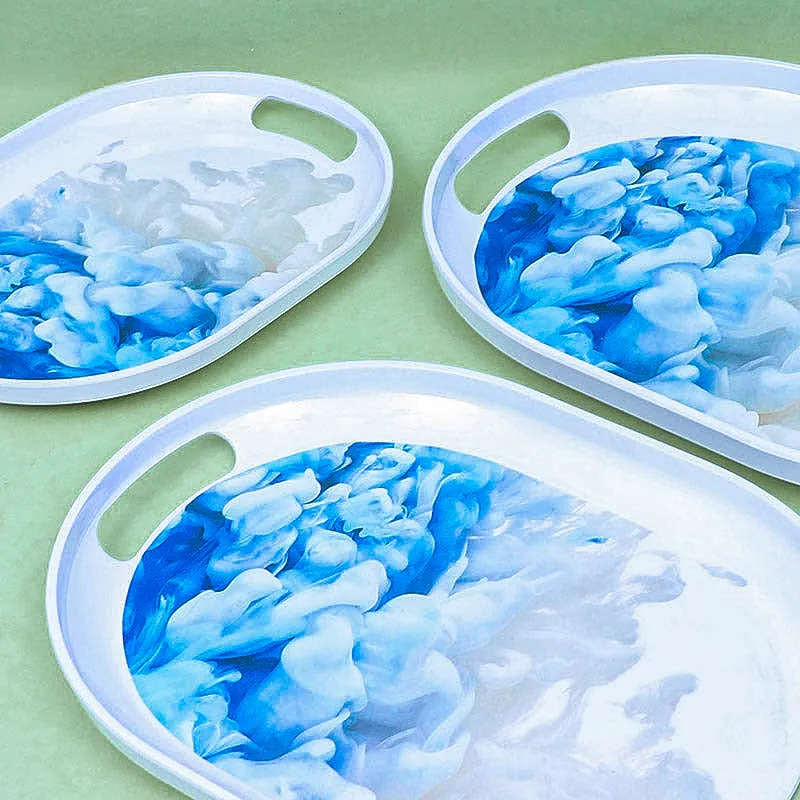Hydrangea Halo Serving Tray (Blue) - Set Of Three media 5