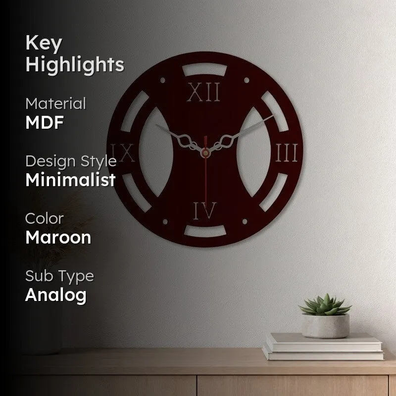 Heritage Maroon Wooden Wall Clock media 2