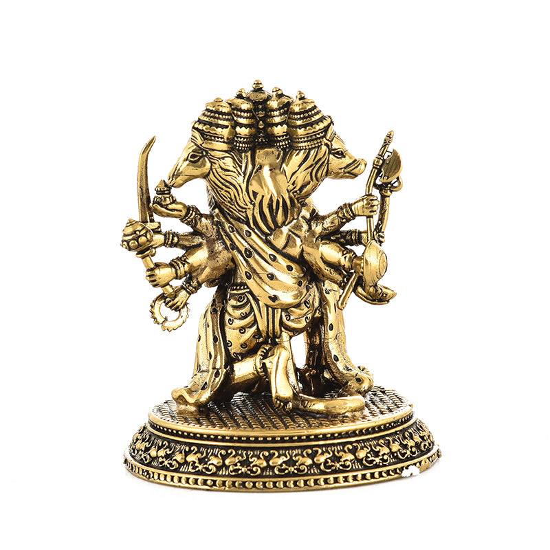 Divine Panchmukhi Hanuman Brass Idol - Gold image 5