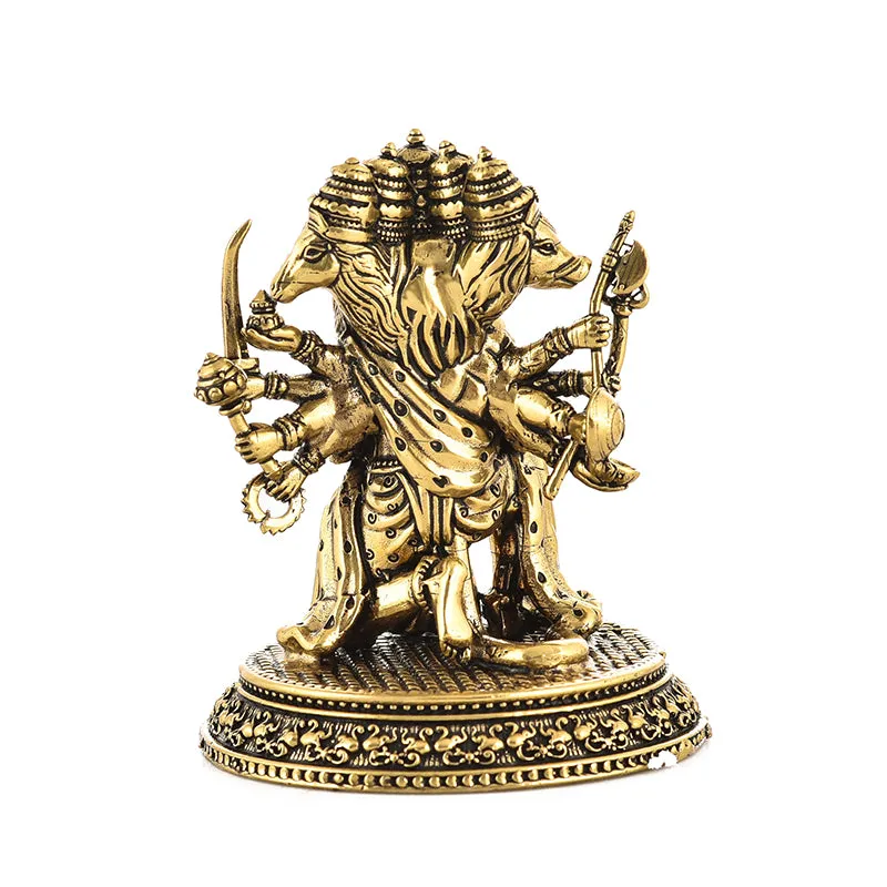 Rear view of the intricately detailed gold Panchmukhi Hanuman idol
