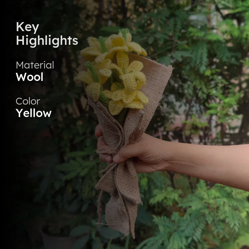 Crochet Handmade Daffodil Bouquet (Yellow) - Set Of Six media 2