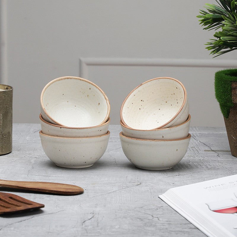 Brownline Off White Stoneware Snack Bowls (260 mL) - Set Of Six