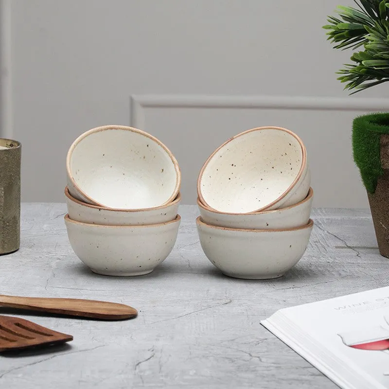 Brownline Off White Stoneware Snack Bowls (260 mL) - Set Of Six media 1
