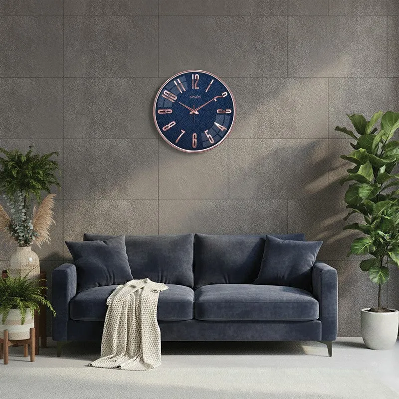 Elite Numeric Plastic Wall Clock - Blue & Rose Gold media 4