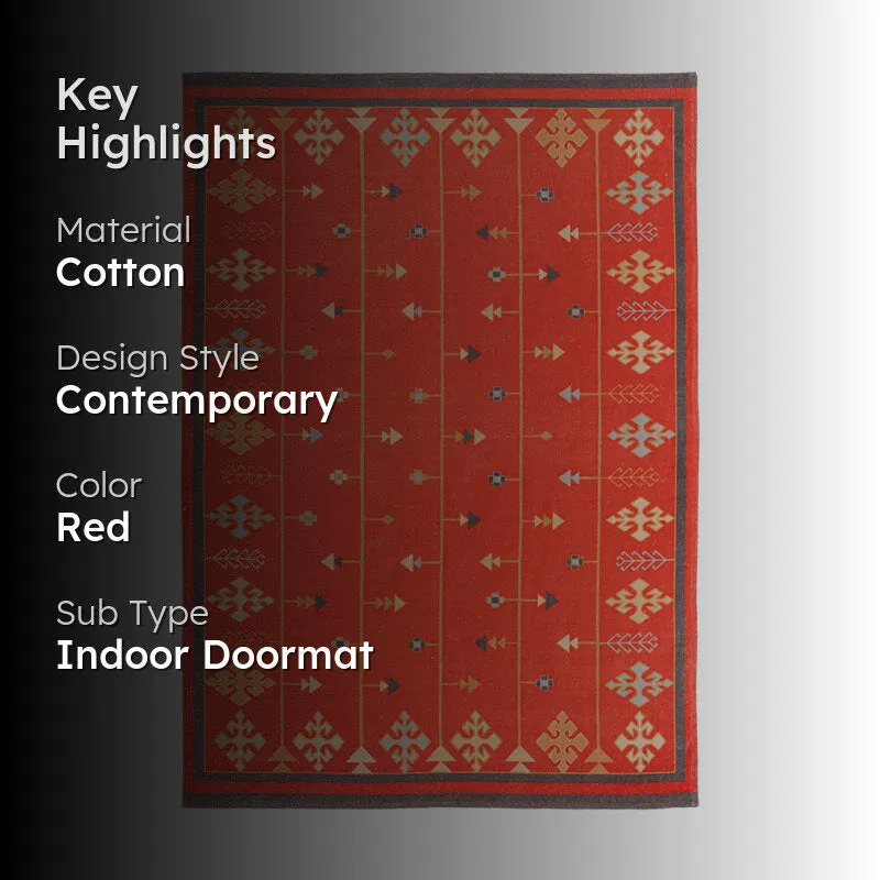 Luvira Cotton Cotton Door Mats - Red & White media 2