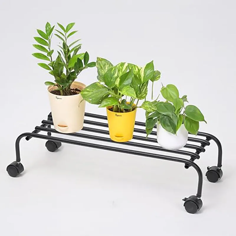 The Willow Loft Metal Plant Stand With Wheels - Set Of Two media 1