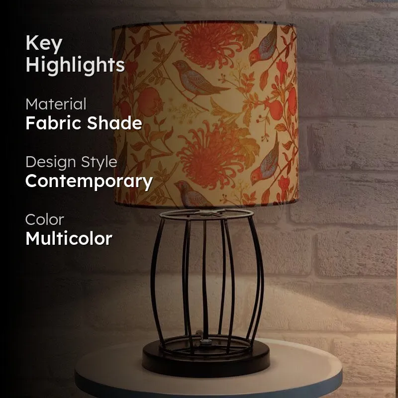 Amber Black Fabric Table Lamp - Multicolor media 2