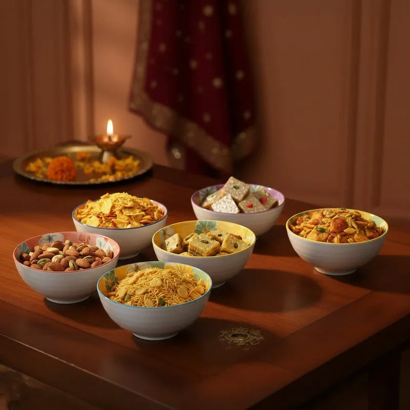 Feast Bloom Ceramic Serving Bowls (400 mL Each) - Set Of Six media 4