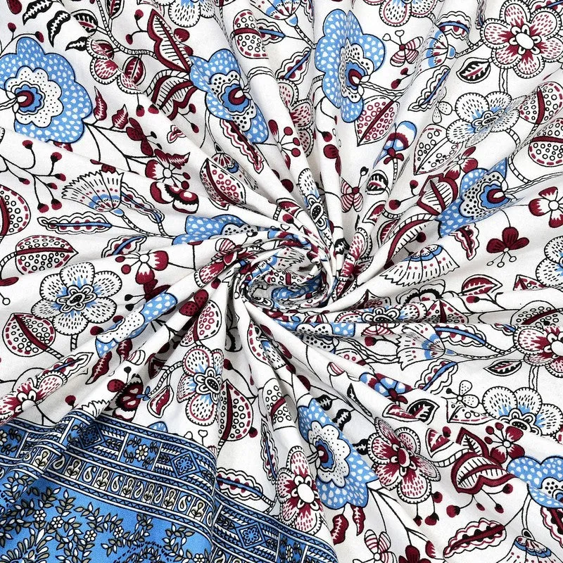 Weavely Cotton Bedsheet (White,Blue) - 240 TC media 5