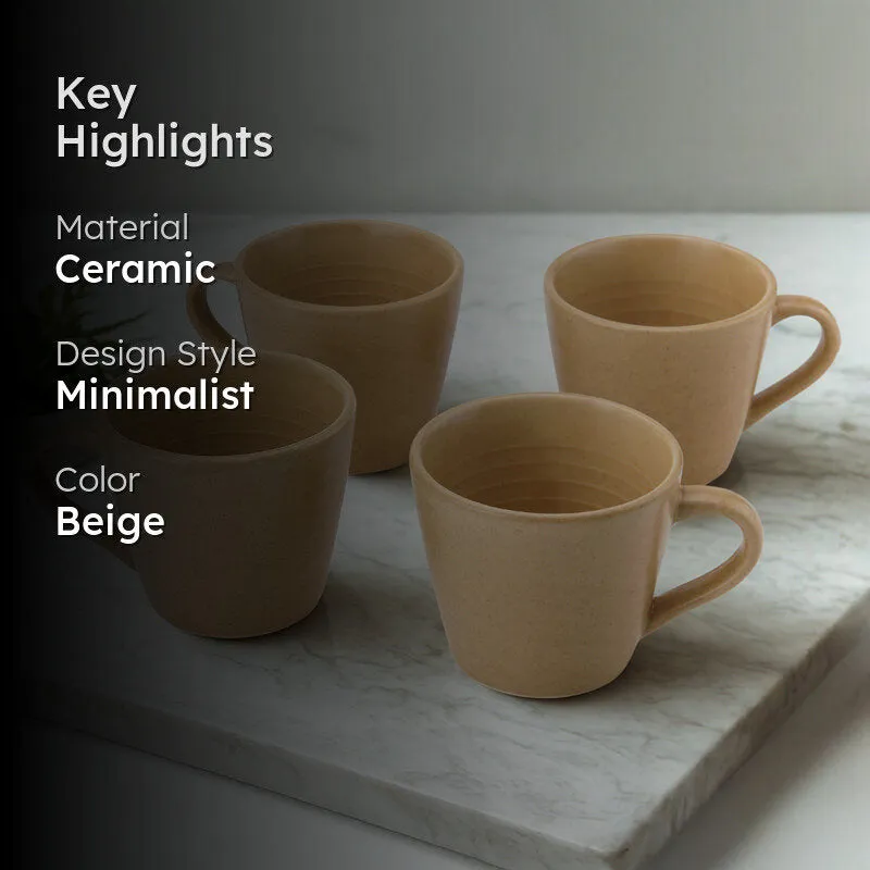 Tassa Ceramic Tea Cup (175 mL Each) - Set of Four media 2