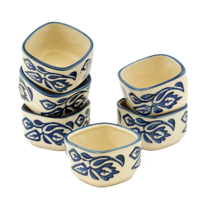 Savorelle Ceramic Dip Bowls (Blue,White ,40 mL Each) - Set Of Six media 4