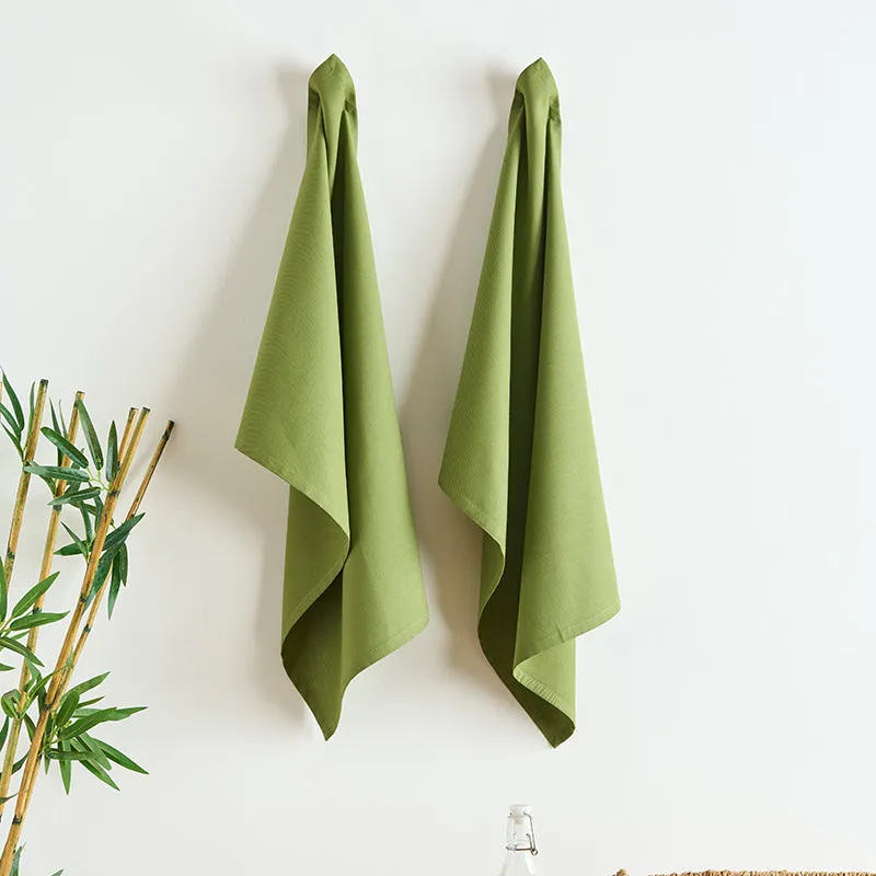 Sophistitch Solid Cotton Kitchen Towel (Olive Green) - Set Of Two media 1