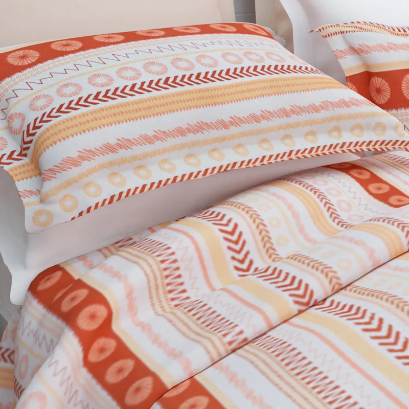 Florelle Strips Cotton Bedsheet (Orange) - 144 TC media 6