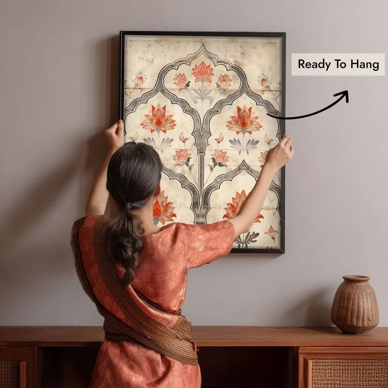 Lotus Arch Canvas Wall Painting With Black Frame media 9