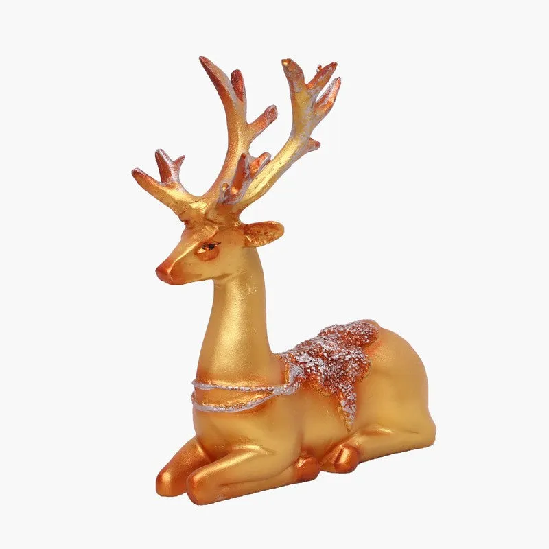 Opulent Deer Polyresin Showpiece (Gold) - Set Of Two media 5