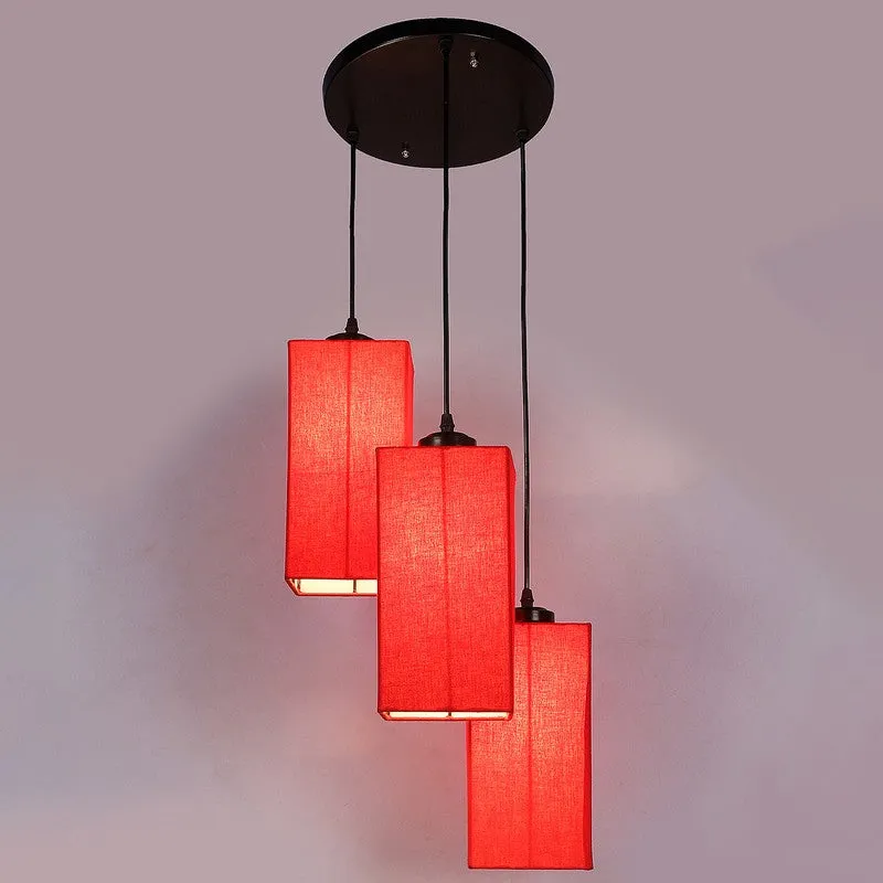 Warm Ivory Triple Metal Ceiling Lamp - Red media 7