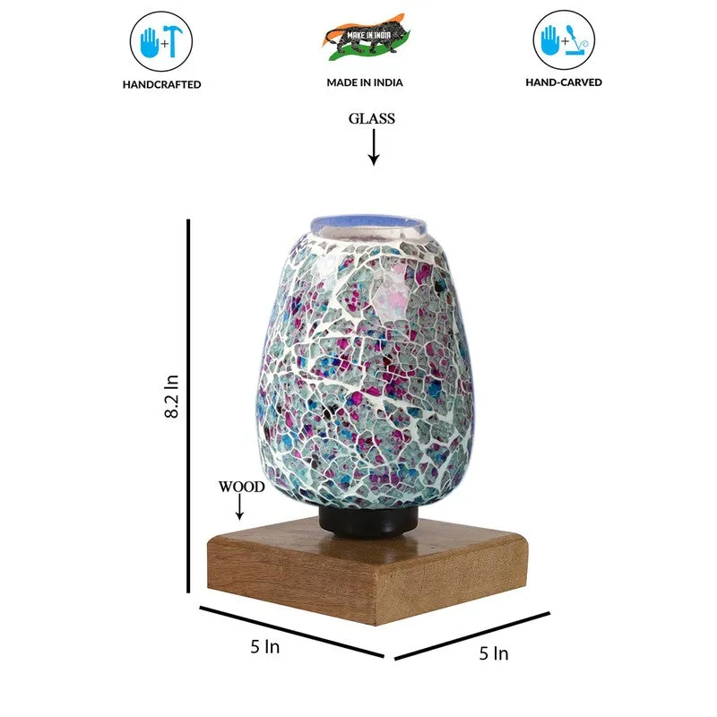 Norvessa Glass Table Lamp With Wooden Base - Multicolor media 9