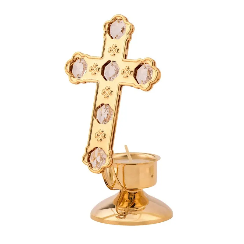 CrossAura 24K Gold Plated Mild Steel Candle Holder media 4