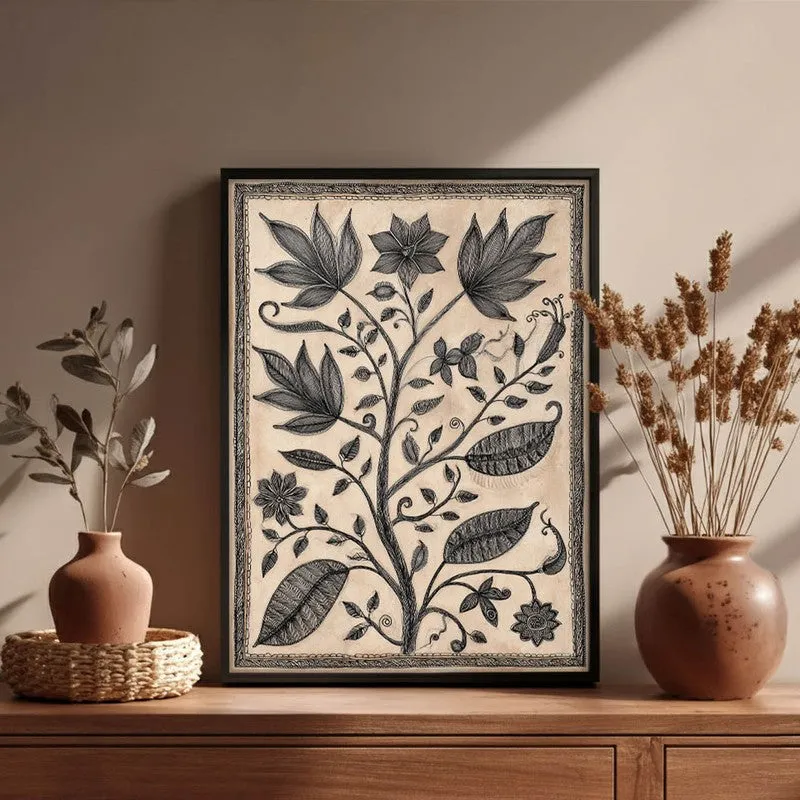 Floral Sketch Canvas Wall Painting With Black Frame media 7