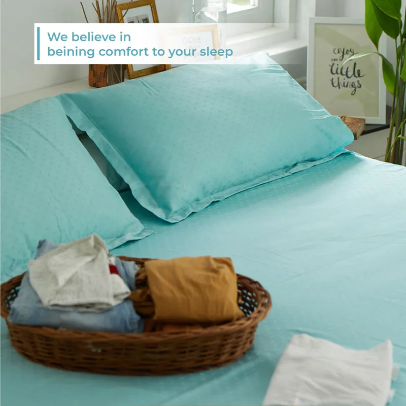 Swiss Dot Cotton Bedsheet (Pale Turquoise) - 500 TC media 9