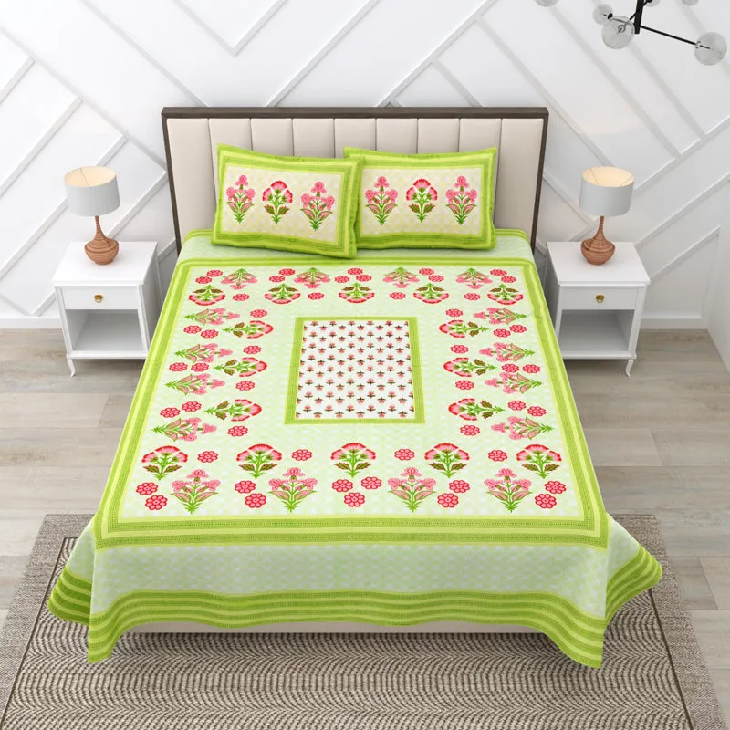 Rangrez Rosette Cotton Bedsheet (Green) - 180 TC media 3