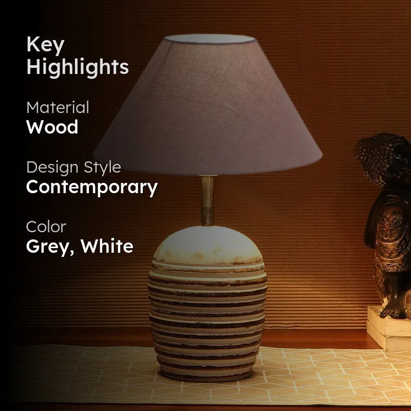 Lumexa Cotton Table Lamp With Wooden Base - Grey media 2
