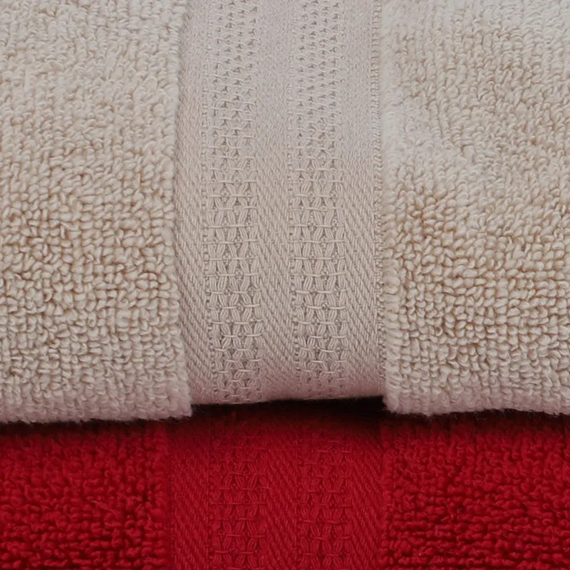 Junia Bath Towel (Red & Beige) - Set Of Two media 3