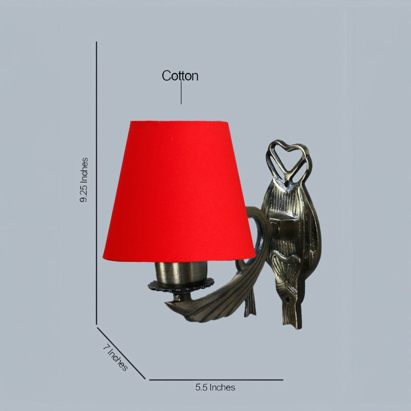 Love Gleam Atva Conical Fabric & Metal Wall Lamp - Red media 4