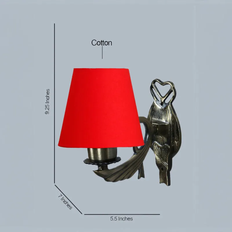 Love Gleam Atva Conical Fabric & Metal Wall Lamp - Red media 4