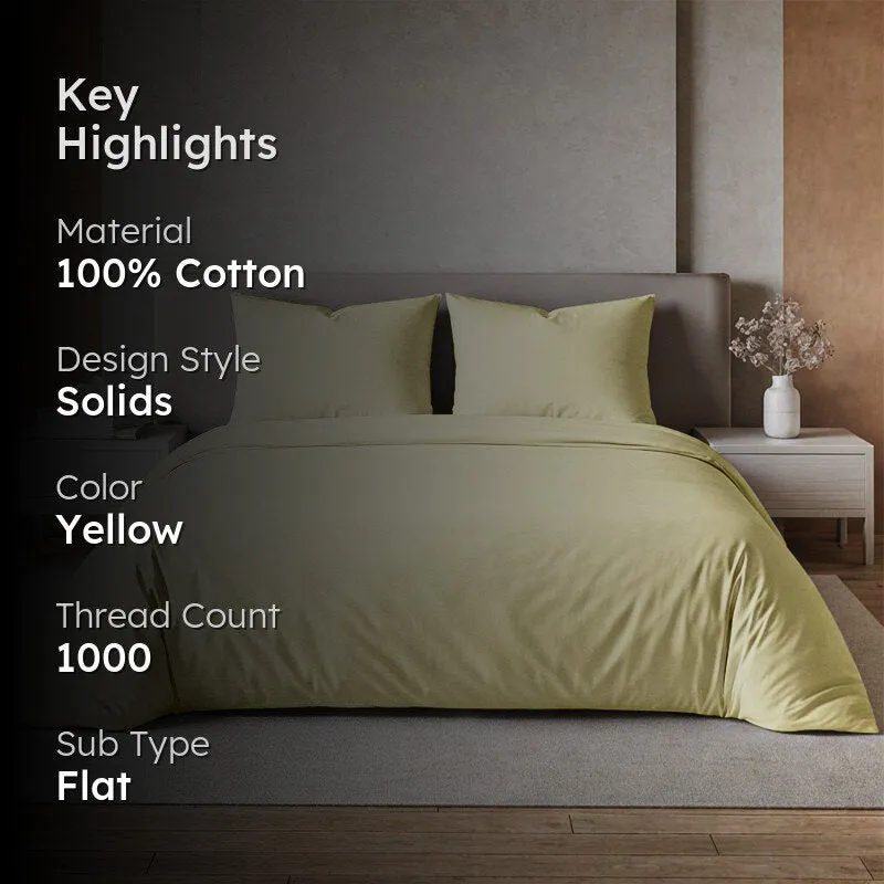Maison Neo Solid Cotton Bedsheet (Ivory) - 1000 TC media 2