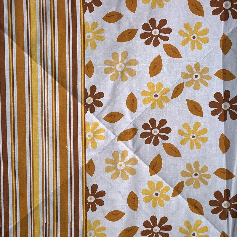 Swayam Smera Floral Cotton Comforter (Brown & Yellow) - 150 GSM media 5
