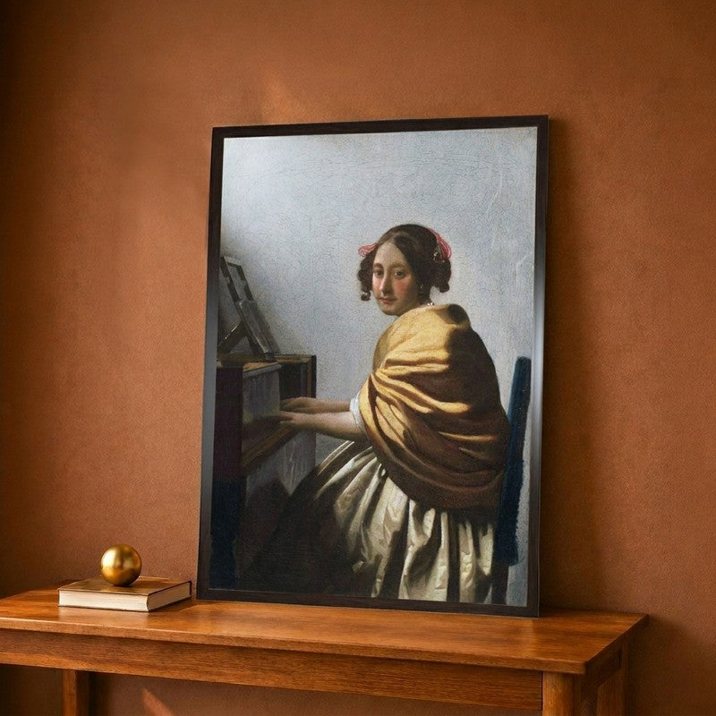 Young Woman at a Virginal Canvas Wall Painting - 9 x 12 Inches