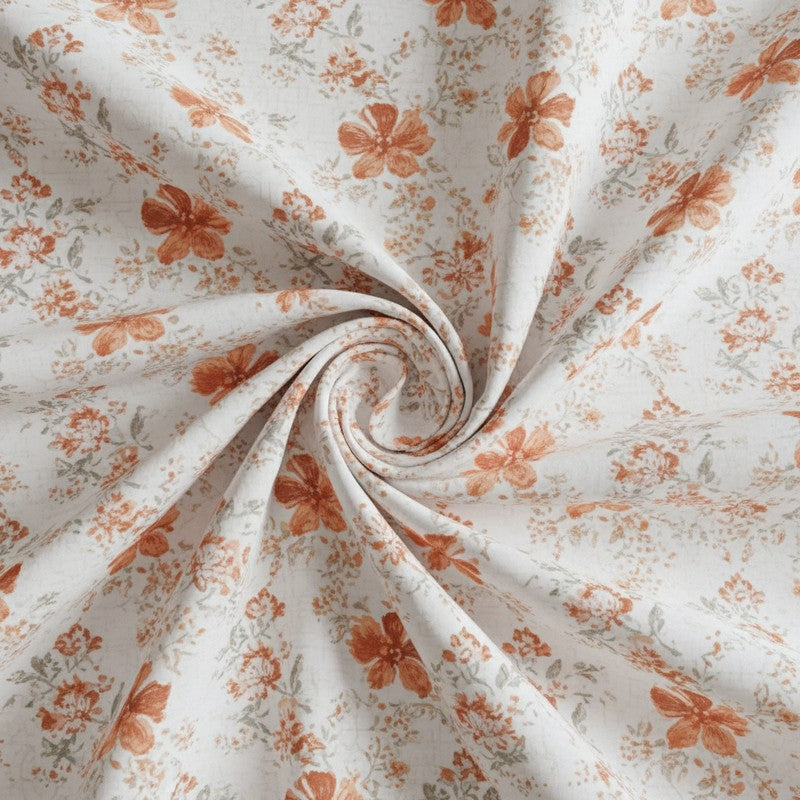 Jumina Floral Printed Cotton Bedsheet (Orange) - 180 TC media 5