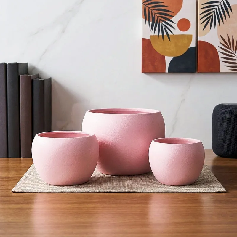 LeafNest Mild Steel Planter (Pink) - Set Of Three media 1