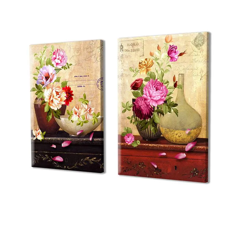 Bloom Bathe Canvas Wall Painting - Set Of Two media 4