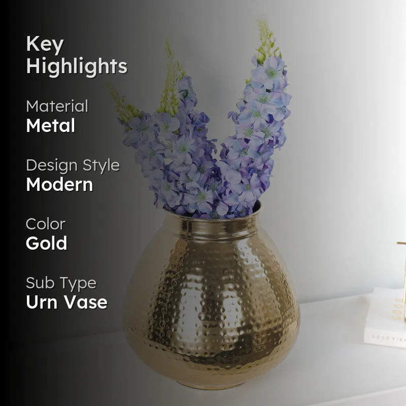Florion Hammered Vase With Lupine Flowers media 2