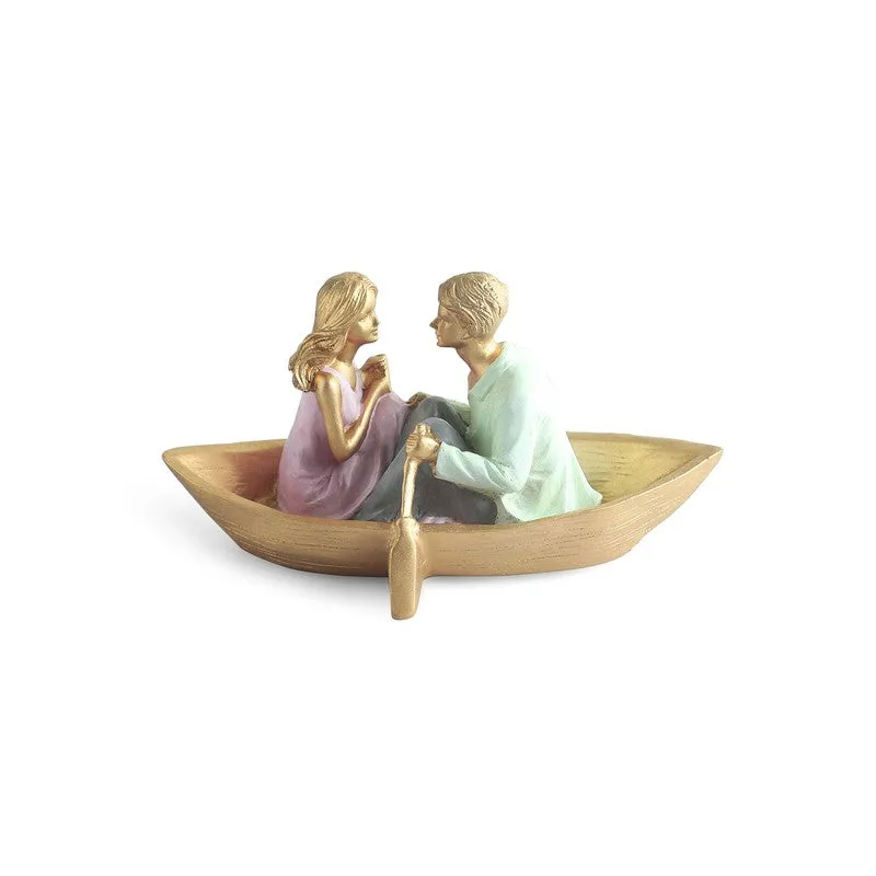 Boat Couple Resin Handpainted Showpiece media 2