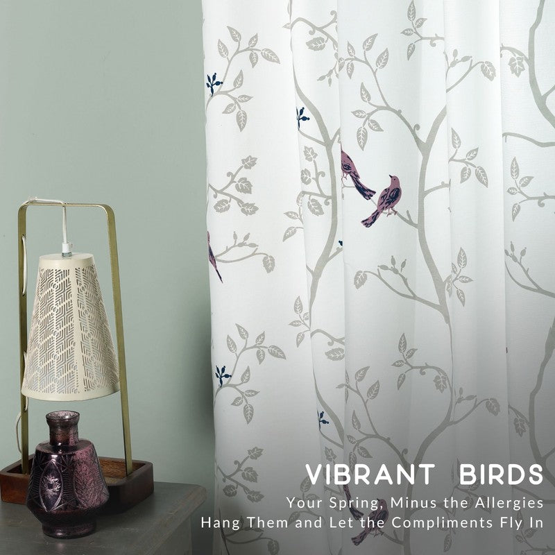 Tranquebar Home Nature Wings Cotton Curtains(Pink) - Set Of Two media 5