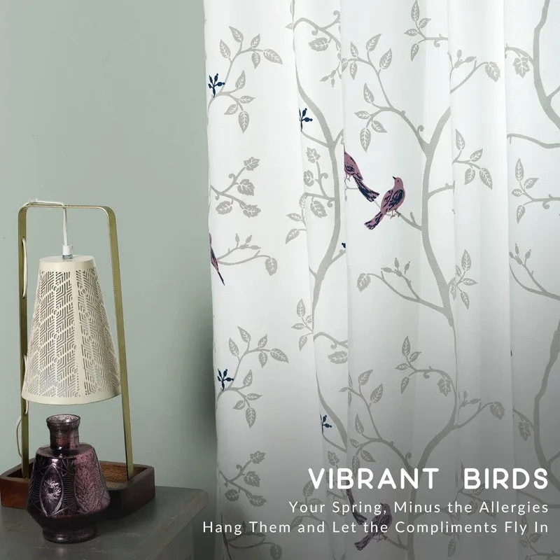 Tranquebar Home Nature Wings Cotton Curtains(Pink) - Set Of Two media 5