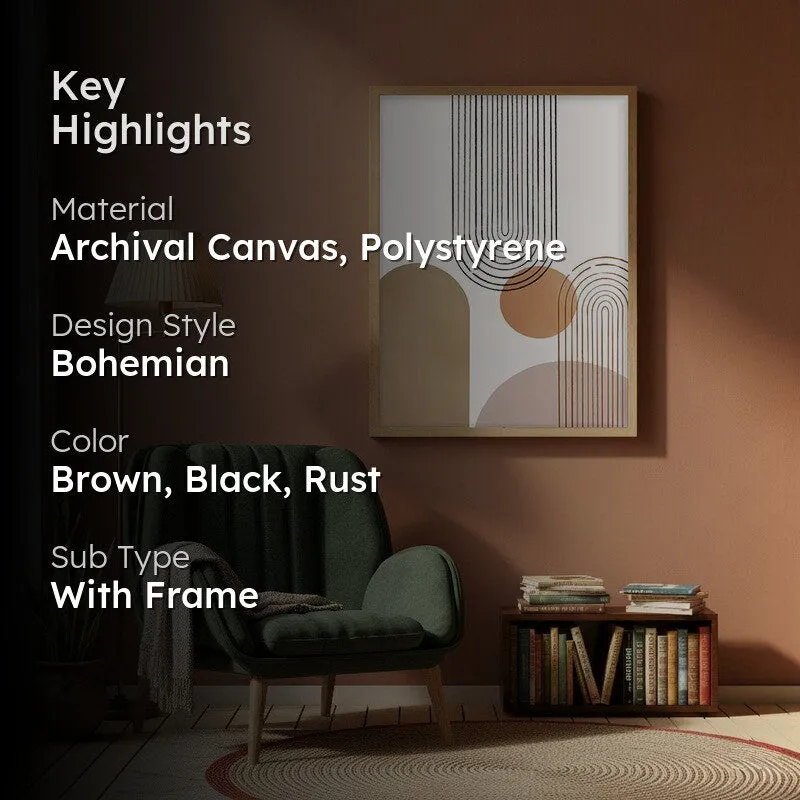 Balanced Arches Canvas Wall Painting With Brown Frame media 2