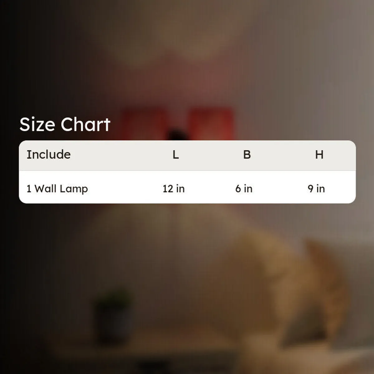 Size chart image for wall lamp