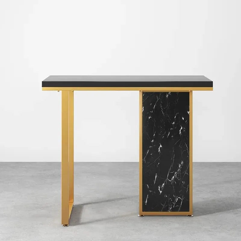 Opulence Metal Console Table with Marble Top (Black) - Medium media 5